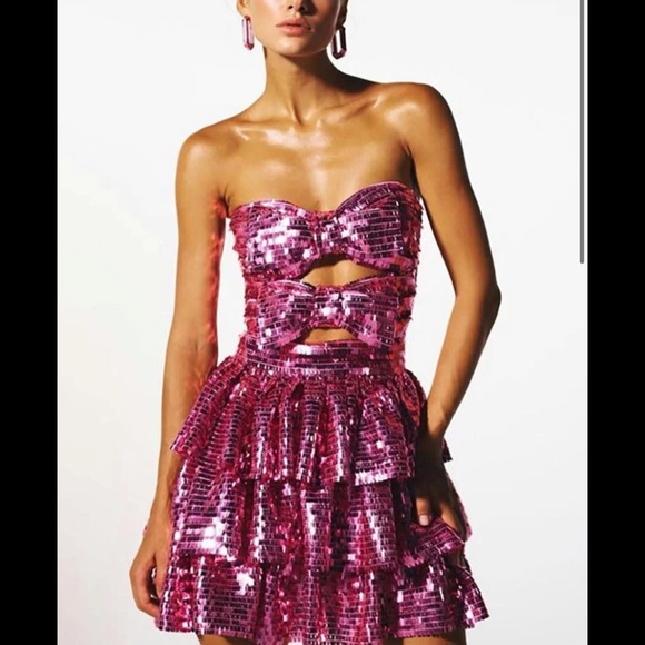 Dresses & Skirts - Cherley Pink Sequin Strapless Dress